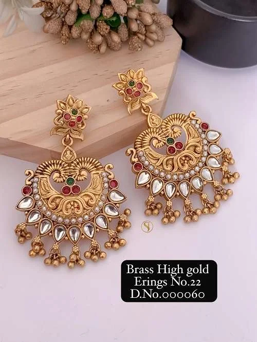 Brass High Gold Fancy Earrings