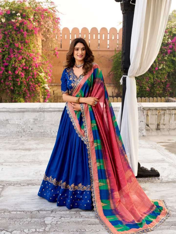 vichitra silk thread embroidered lehenga choli collection