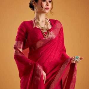 poly shimmer zari weaving saree