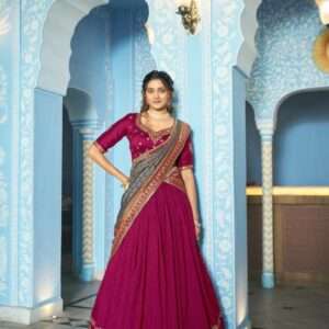vichitra silk thread embroidered lehenga choli collection