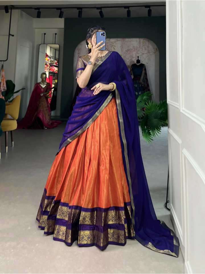kanchipuram zari weaving traditional lehenga choli