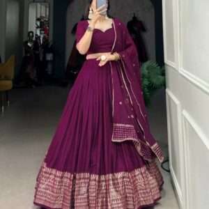 pure chanderi plain zari worked lehenga choli collection