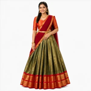 Kanchipuram Zari Weaving Traditional Lehenga Choli