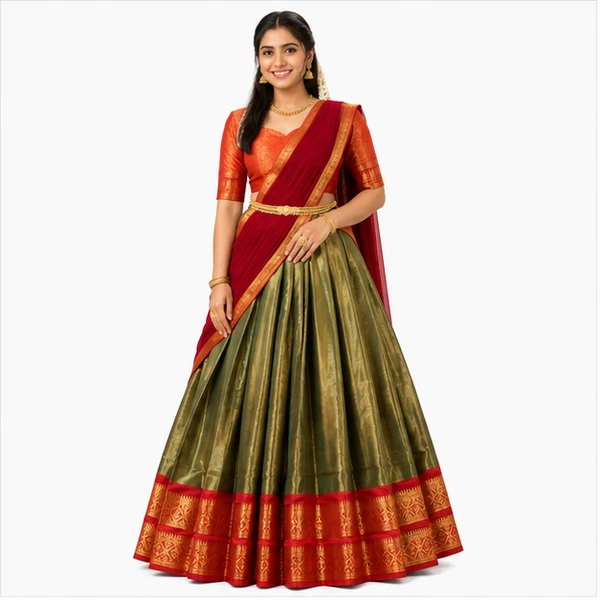 Kanchipuram Zari Weaving Traditional Lehenga Choli 1 Kanchipuram Zari Weaving Traditional Lehenga Choli