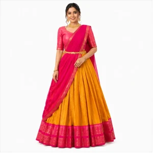 Kanchipuram Zari Weaving Traditional Lehenga Choli