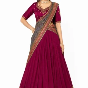 Vichitra Silk Thread Embroidered Lehenga Choli Collection