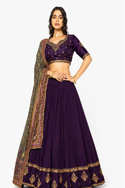 Vichitra Silk Thread Embroidered Lehenga Choli Collection 2 Vichitra Silk Thread Embroidered Lehenga Choli Collection