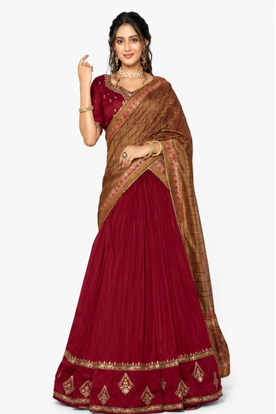 Vichitra Silk Thread Embroidered Lehenga Choli Collection 2 Vichitra Silk Thread Embroidered Lehenga Choli Collection - Image 2