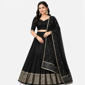 Pure Chanderi Plain Zari Worked Lehenga Choli Collection