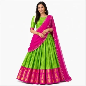 Poly Cotton Zari Weaving Traditional Lehenga Choli Collection