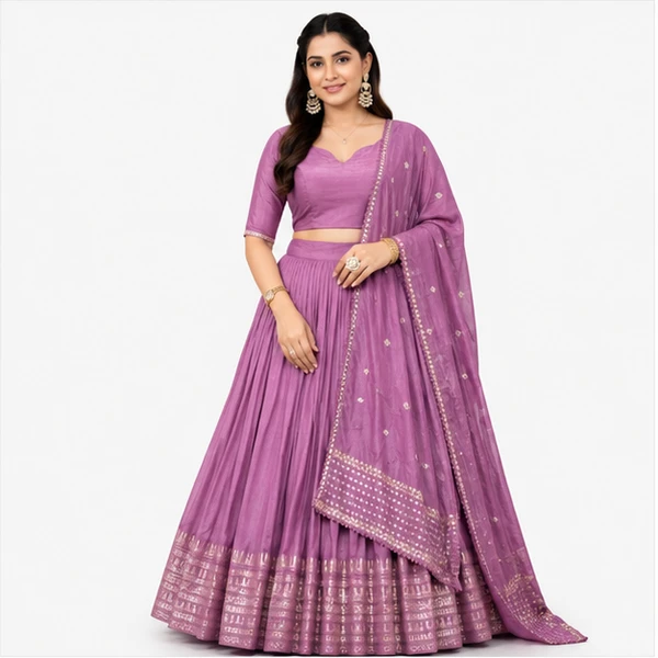 French Crepe Multi Thread Embroidery Lehenga Choli Collection