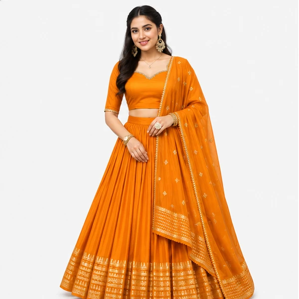 Vichitra Silk Embroidered Lehenga Choli