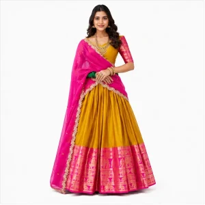 Kanchipuram Zari Weaving Traditional Lehenga Choli