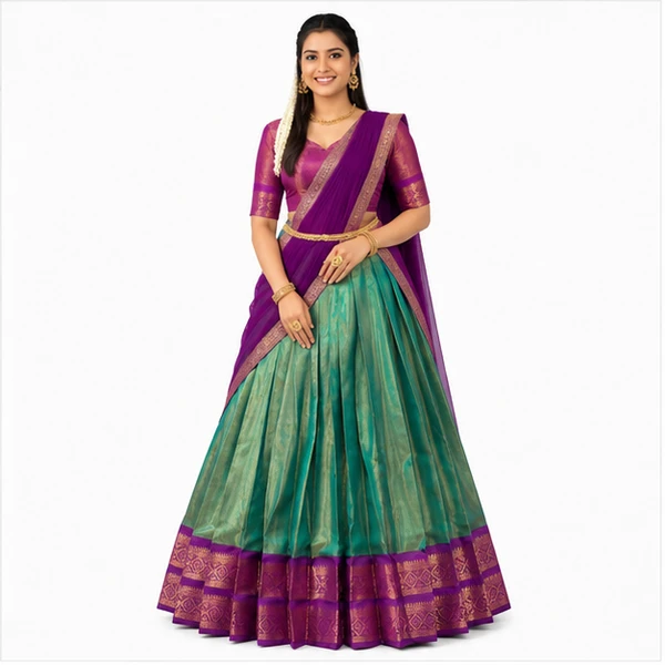 Zari Weaving Traditional Lehenga Choli 1 Light Green Bridal Lehenga Choli for Women – Front View | Löweo Germany