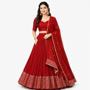 Pure Chanderi Plain Zari Worked Lehenga Choli Collection