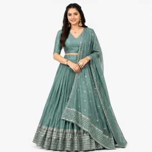 Pure Chanderi Plain Zari Worked Lehenga Choli Collection