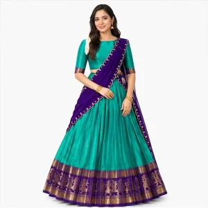 Poly Cotton Zari Weaving Traditional Lehenga Choli Collection