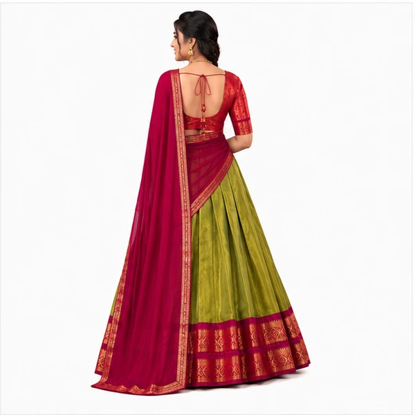 Kanchipuram Zari Weaving Traditional Lehenga Choli 2 Kanchipuram Zari Weaving Traditional Lehenga Choli