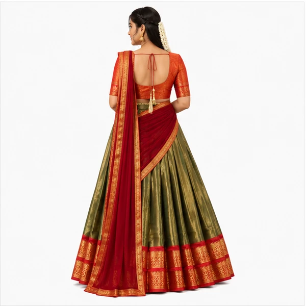 Kanchipuram Zari Weaving Traditional Lehenga Choli 2 Kanchipuram Zari Weaving Traditional Lehenga Choli
