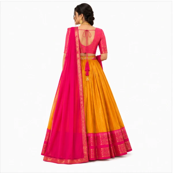 Kanchipuram Zari Weaving Traditional Lehenga Choli 2 Kanchipuram Zari Weaving Traditional Lehenga Choli