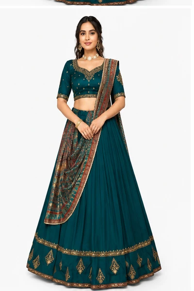 French Crepe Embroidery Lehenga Choli