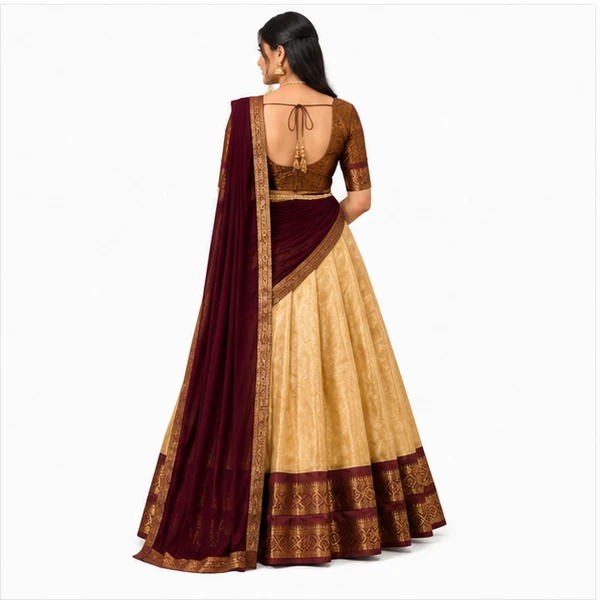 Kanchipuram Zari Weaving Traditional Lehenga Choli 2 Kanchipuram Zari Weaving Traditional Lehenga Choli