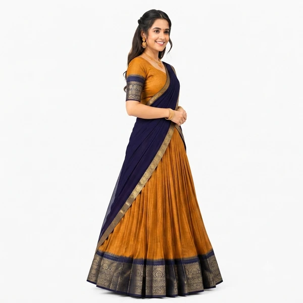 Zari Weaving Traditional Lehenga Choli 2 Orange Bridal Lehenga Choli for Women – Front View | Löweo Germany