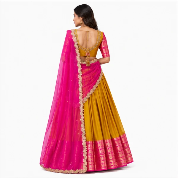 Kanchipuram Zari Weaving Traditional Lehenga Choli 2 Kanchipuram Zari Weaving Traditional Lehenga Choli