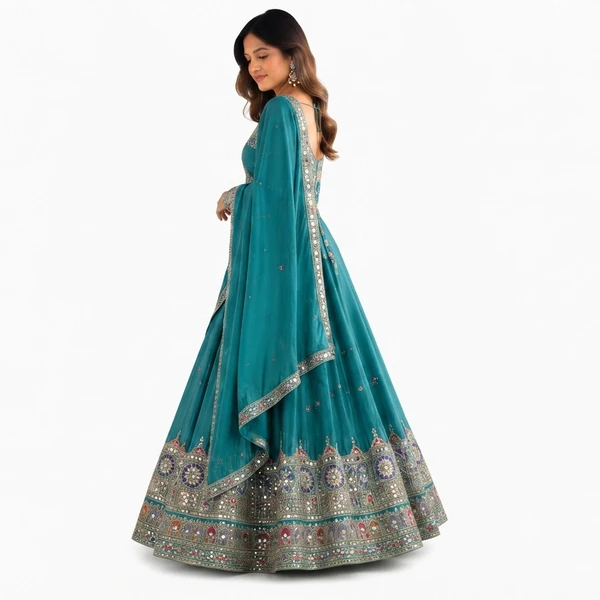 French Crepe Multi Thread Embroidery Lehenga Choli 2 French Crepe Multi Thread Embroidery Lehenga Choli