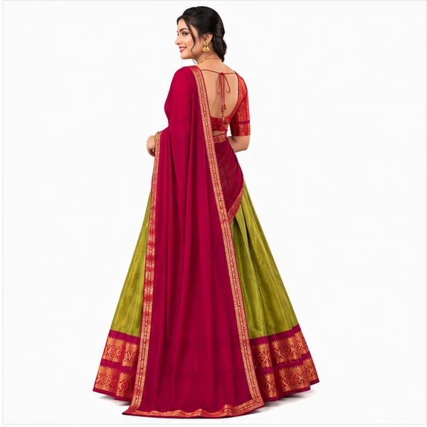 Kanchipuram Zari Weaving Traditional Lehenga Choli 3 Kanchipuram Zari Weaving Traditional Lehenga Choli