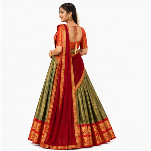 Kanchipuram Zari Weaving Traditional Lehenga Choli 3 Kanchipuram Zari Weaving Traditional Lehenga Choli