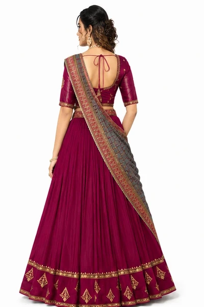 Vichitra Silk Thread Embroidered Lehenga Choli Collection 3 Vichitra Silk Thread Embroidered Lehenga Choli Collection - Image 3