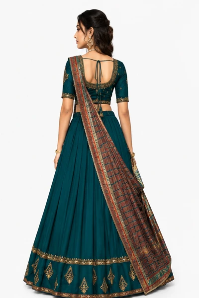Vichitra Silk Thread Embroidered Lehenga Choli Collection 3 Vichitra Silk Thread Embroidered Lehenga Choli Collection - Image 3