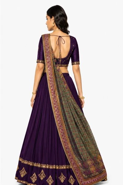 Vichitra Silk Thread Embroidered Lehenga Choli Collection 3 Vichitra Silk Thread Embroidered Lehenga Choli Collection