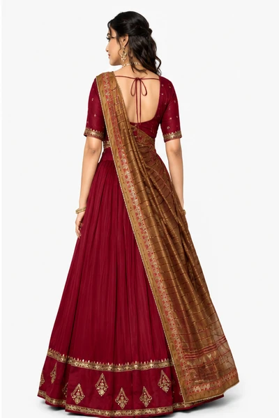 Vichitra Silk Thread Embroidered Lehenga Choli Collection 3 Vichitra Silk Thread Embroidered Lehenga Choli Collection - Image 3