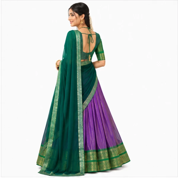 Kanchipuram Zari Weaving Traditional Lehenga Choli 3 Kanchipuram Zari Weaving Traditional Lehenga Choli