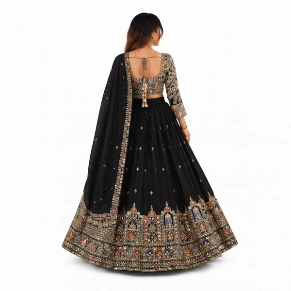French Crepe Multi Thread Embroidery Lehenga Choli 3 French Crepe Multi Thread Embroidery Lehenga Choli