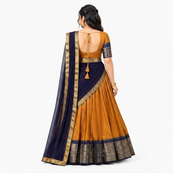 Zari Weaving Traditional Lehenga Choli 3 Orange Bridal Lehenga Choli for Women – Front View | Löweo Germany