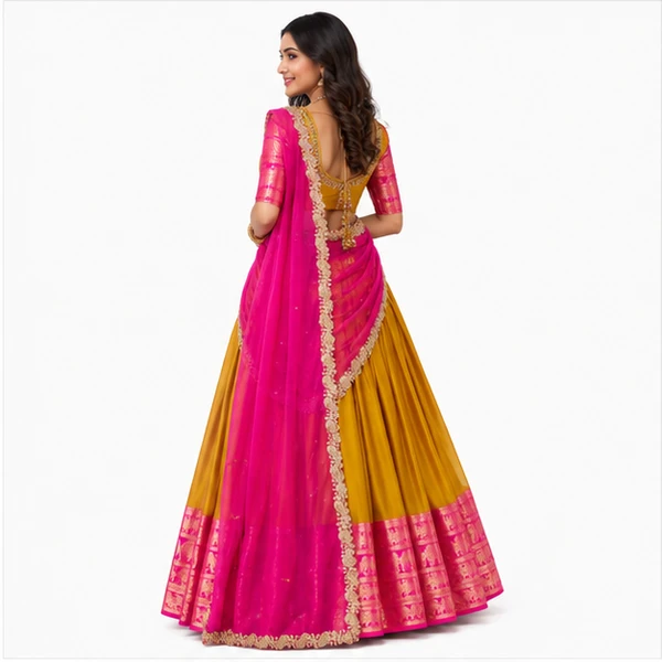 Kanchipuram Zari Weaving Traditional Lehenga Choli 3 Kanchipuram Zari Weaving Traditional Lehenga Choli - Image 3