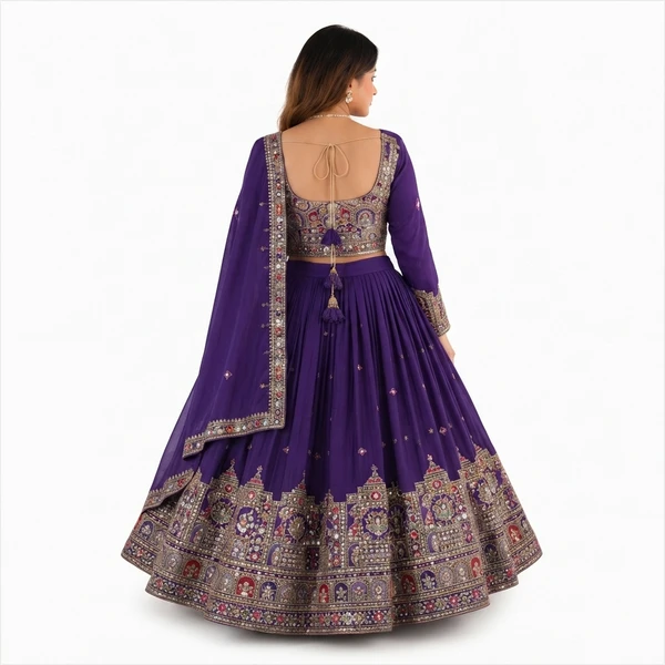 French Crepe Multi Thread Embroidery Lehenga Choli 3 French Crepe Multi Thread Embroidery Lehenga Choli