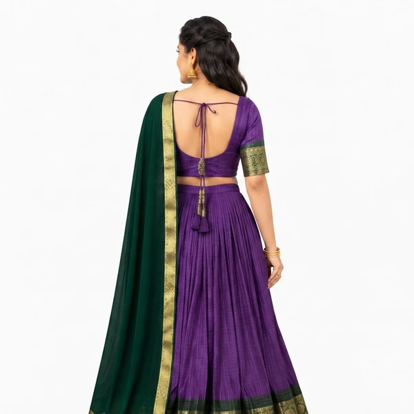 Zari Weaving Traditional Lehenga Choli 2 Purple Bridal Lehenga Front View