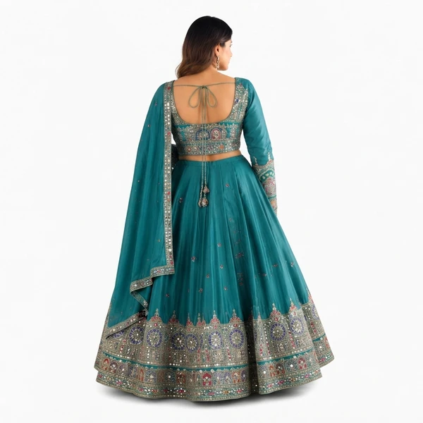French Crepe Multi Thread Embroidery Lehenga Choli 3 French Crepe Multi Thread Embroidery Lehenga Choli