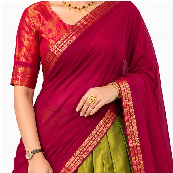 Kanchipuram Zari Weaving Traditional Lehenga Choli 4 Kanchipuram Zari Weaving Traditional Lehenga Choli