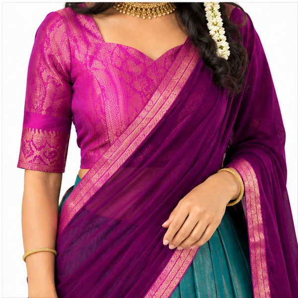 Kanchipuram Zari Weaving Traditional Lehenga Choli 4 Kanchipuram Zari Weaving Traditional Lehenga Choli