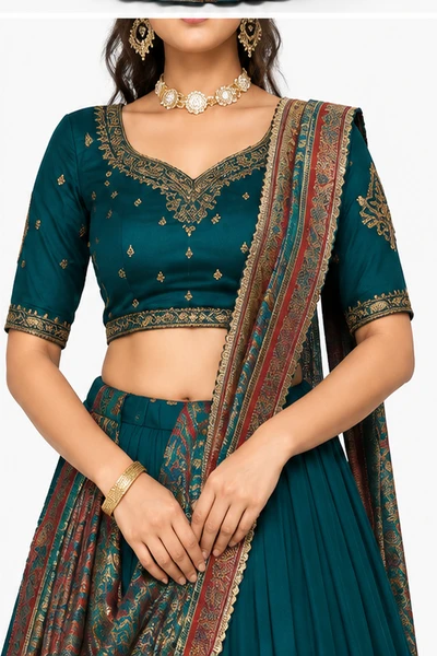 Vichitra Silk Thread Embroidered Lehenga Choli Collection 4 Vichitra Silk Thread Embroidered Lehenga Choli Collection - Image 4