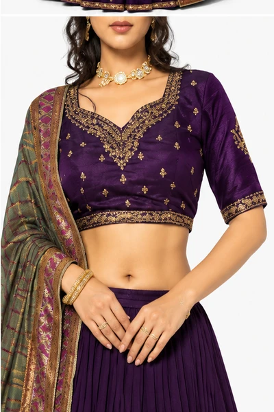 Vichitra Silk Thread Embroidered Lehenga Choli Collection 4 Vichitra Silk Thread Embroidered Lehenga Choli Collection