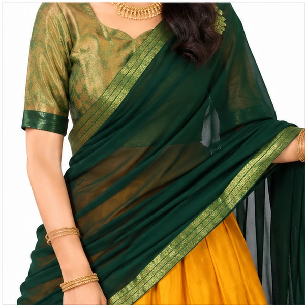 Kanchipuram Zari Weaving Traditional Lehenga Choli 4 Kanchipuram Zari Weaving Traditional Lehenga Choli