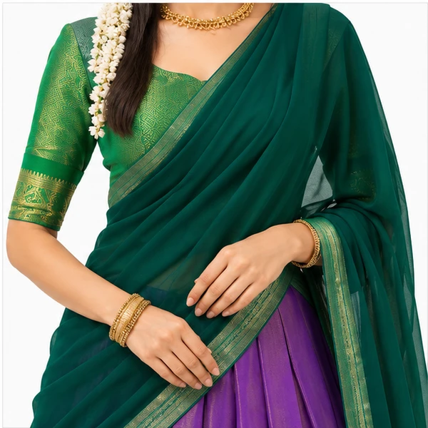 Kanchipuram Zari Weaving Traditional Lehenga Choli 4 Kanchipuram Zari Weaving Traditional Lehenga Choli