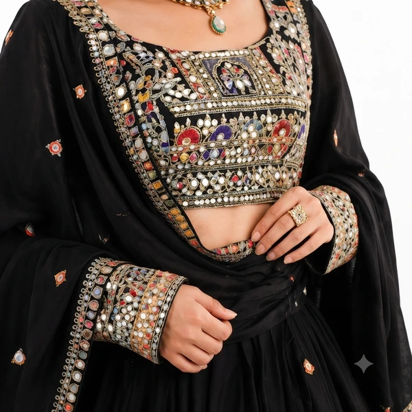 French Crepe Multi Thread Embroidery Lehenga Choli 4 Bridal Lehenga Choli for Women