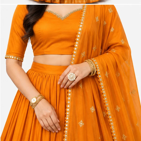 Pure Chanderi Plain Zari Worked Lehenga Choli Collection 3 Pure Chanderi Plain Zari Worked Lehenga Choli Collection